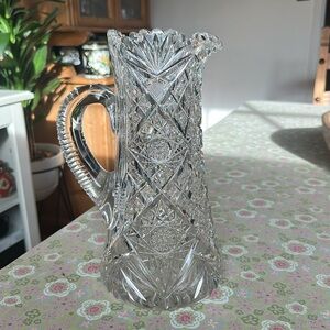 American Brilliant Cut Glass Water Pitcher EXC 11” Tall